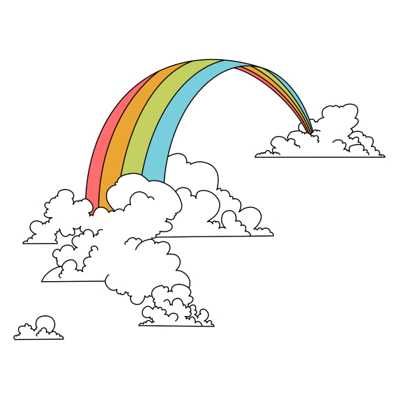 A drawing of a rainbow